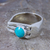 Turquoise cocktail ring, 'Charming Harp' - Modern Taxco 950 Silver Cocktail Ring with Turquoise Stone