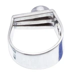 Turquoise cocktail ring, 'Charming Harp' - Modern Taxco 950 Silver Cocktail Ring with Turquoise Stone