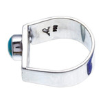 Turquoise cocktail ring, 'Charming Harp' - Modern Taxco 950 Silver Cocktail Ring with Turquoise Stone