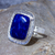 Lapis lazuli wrap ring, 'Blue Spectacle' - Silver Wrap Ring with Hammered Accent & Lapis Lazuli Stone