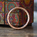 Modern Textured Copper Bangle Bracelet Made in Mexico, 'Hammered Charm'