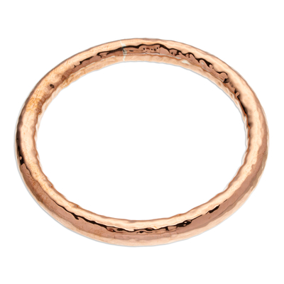 Copper bangle bracelet, 'Hammered Charm' - Modern Textured Copper Bangle Bracelet Made in Mexico