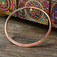 Copper bangle bracelet, 'Delightful Charm' - Modern Polished Copper Bangle Bracelet Crafted in Mexico