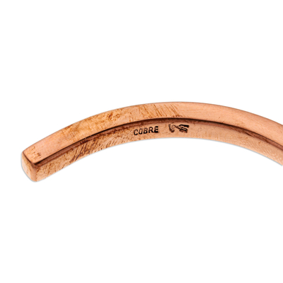 Copper cuff bracelet, 'Minimalist Charm' - Polished Copper Cuff Bracelet Crafted in Mexico