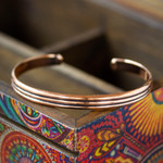 Copper cuff bracelet, 'Striped Charm' - Polished and Oxidized Copper Cuff Bracelet from Mexico