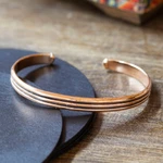 Copper cuff bracelet, 'Striped Charm' - Polished and Oxidized Copper Cuff Bracelet from Mexico