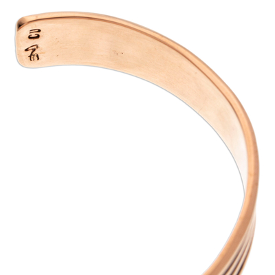 Copper cuff bracelet, 'Streaky Charm' - Copper Cuff Bracelet with Stripes Made in Mexico