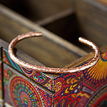 Textured Copper Cuff Bracelet Made in Mexico, 'Textured Charm'