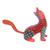 Wood alebrije figurine, 'Curious Cat in Red' - Wood Cat Alebrije Figurine in Red Hand-Painted in Mexico