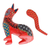 Wood alebrije figurine, 'Curious Cat in Red' - Wood Cat Alebrije Figurine in Red Hand-Painted in Mexico