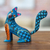 Wood alebrije figurine, 'Curious Cat in Teal' - Wood Cat Alebrije Figurine in Teal Hand-Painted in Mexico (image 2) thumbail