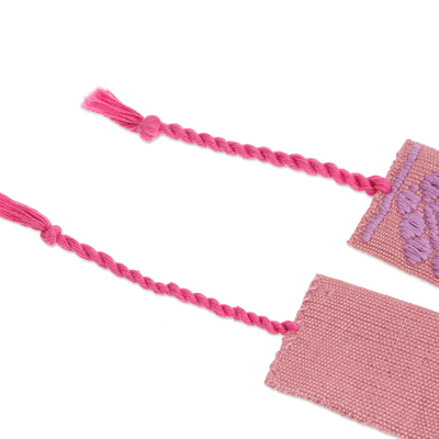 Marcapáginas de algodón, (par) - Par de marcapáginas de algodón hechos a mano en un tono base rosa