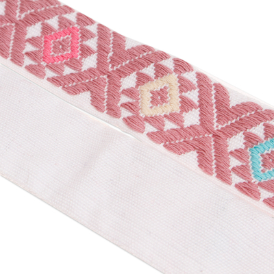 Lesezeichen aus Baumwolle, (Paar) - Paar handgewebte Lesezeichen aus Baumwolle in Rosa- und Weißtönen