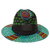 Leather-accented cotton hat, 'Viper Side' - Painted Snake-Themed Turquoise Cotton Hat with Leather Band