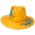 Hand-painted suede fedora, 'Blue Foliage' - Honey Suede Fedora with Hand-Painted Leaf Motif in Blue