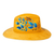 Hand-painted suede fedora, 'Blue Foliage' - Honey Suede Fedora with Hand-Painted Leaf Motif in Blue