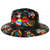 Gorro de algodón - Sombrero de algodón multicolor floral pintado con banda de piel sintética