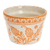 Ceramic flower pot, 'Orange Floral Mystique' - Talavera-Style Floral Ceramic Planter in Ivory and Orange
