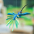 Wood hanging alebrije sculpture, 'Cheerful Hummingbird' - Wood Hanging Alebrije Hummingbird Sculpture in Blue