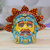 Lacquered papier mache mask, 'Kukulkan' - Lacquered Hand-Painted Papier Mache Mexican Serpent God Mask