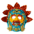 Máscara de papel maché lacada - Máscara de dios serpiente mexicana de papel maché pintada a mano lacada