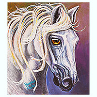 „Kleines Pferd“ – Acryl auf MDF-Platte, expressionistisches Gemälde eines Pferdes
