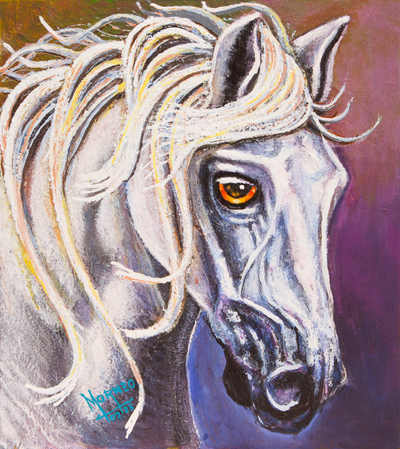 'Small Horse' - Acrylic on MDF Board Expressionist Painting of a Horse