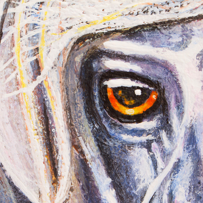 'Small Horse' - Acrílico sobre Tablero MDF Pintura Expresionista de un Caballo