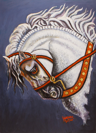 'Big Horse' (2023) - Acrílico sobre tablero MDF Pintura de caballos en estilo expresionista