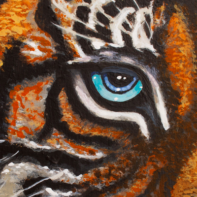 'Tiger' (2023) - Acrílico sobre Tablero MDF Pintura Expresionista de Tigre