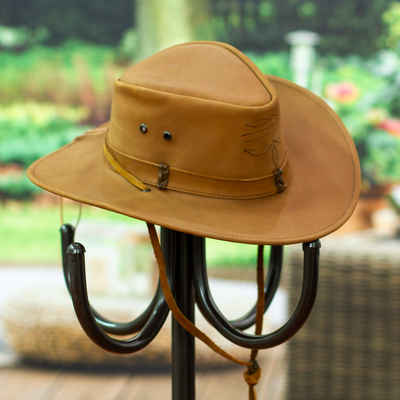 sombrero de cuero - Sombrero hecho a mano 100% cuero en un tono base cobre