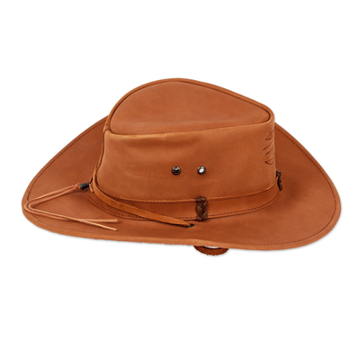 Leather hat, 'Classic Copper' - Handcrafted 100% Leather Hat in a Copper Base Hue