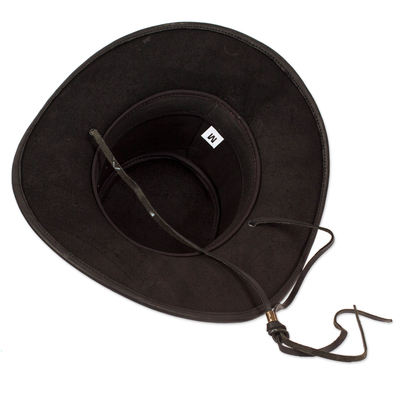 Leather hat, 'Classic Shadow' - Handcrafted 100% Leather Hat in a Black Base Hue