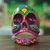 Recycled cardboard mask, 'Fuchsia Underworld' - Hand-Painted Fuchsia Recycled Cardboard Skull Mask
