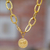 Collar colgante chapado en oro - Collar con colgante de leo con circonita cúbica chapada en oro de 24k