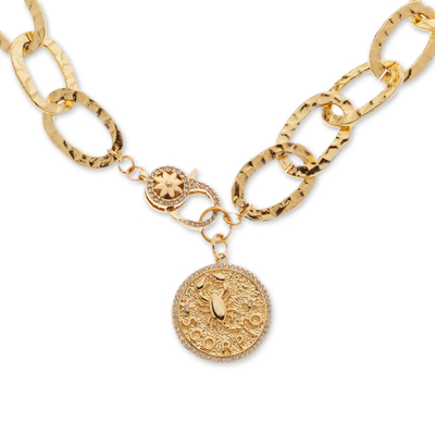 Gold-plated pendant necklace, 'Scorpio Born' - 24k Gold-Plated Cubic Zirconia Scorpio Pendant Necklace