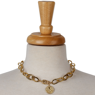 Collar colgante chapado en oro - Collar con colgante de acuario con circonita cúbica chapado en oro de 24k