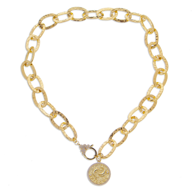 Gold-plated pendant necklace, 'Pisces Born' - 24k Gold-Plated Cubic Zirconia Pisces Sign Pendant Necklace