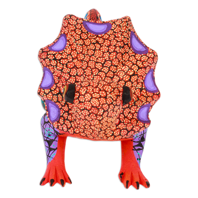 Figurilla de alebrije de madera - Figura alebrije camaleón de madera de copal fresa pintada
