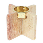 Onyx tealight candleholder, 'Lights of Elegance' - Cross-Shaped Natural Onyx and Aluminum Tealight Candleholder