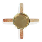 Onyx tealight candleholder, 'Lights of Elegance' - Cross-Shaped Natural Onyx and Aluminum Tealight Candleholder