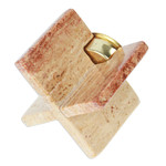 Onyx tealight candleholder, 'Lights of Elegance' - Cross-Shaped Natural Onyx and Aluminum Tealight Candleholder