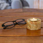 Onyx tealight candleholder, 'Ethereal Evening' - Round Natural Onyx Tealight Candleholder in Caramel Hues