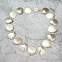 Sterling silver link necklace, 'Celestial Petals' - Polished Petal-Shaped Sterling Silver Link Necklace