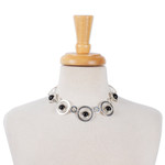 Obsidian link necklace, 'Enlightened Evolution' - Modern Sterling Silver Link Necklace with Obsidian Jewels