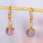 Gold-plated amethyst dangle earrings, 'Sage Spirit' - 14k Gold-Plated Dangle Earrings with Amethyst Beads