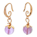 Gold-plated amethyst dangle earrings, 'Sage Spirit' - 14k Gold-Plated Dangle Earrings with Amethyst Beads