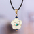 Gold-accented howlite pendant necklace, 'Imagination Bloom' - Gold-Accented Floral Howlite Pendant Necklace in Blue Hues