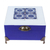 Caja decorativa de madera decoupage - Caja decorativa de madera con decoupage floral en tonos zafiro