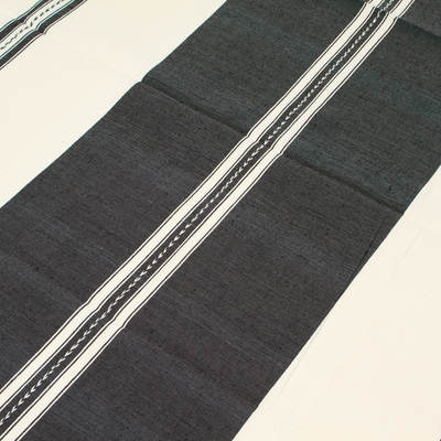 Handwoven Striped Black and White Cotton Tablecloth - Delightful ...